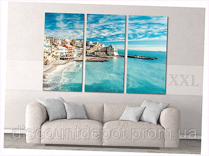 Poster-land Триптих в прихожую Голубая лагуна и город 6A502268E