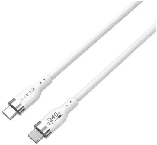 Кабель комп'ютерний Hyper HyperJuice 240W Silicone USB-C/USB-C 2m White (HJ4002WHGL), фото 1