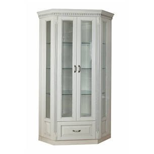 Вітрина (сервант) у вітальню в класичному стилі Платина РКБ-Меблі 2-х дверна кутова пряма, колір на вибір, фото 2