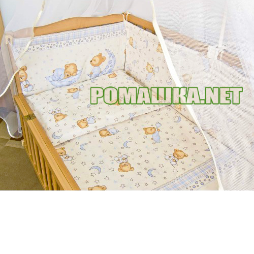 Захист (м'які бортики, охранка, бампер) в дитячу ліжечко для новонародженого Піжама 3152 Бежевий