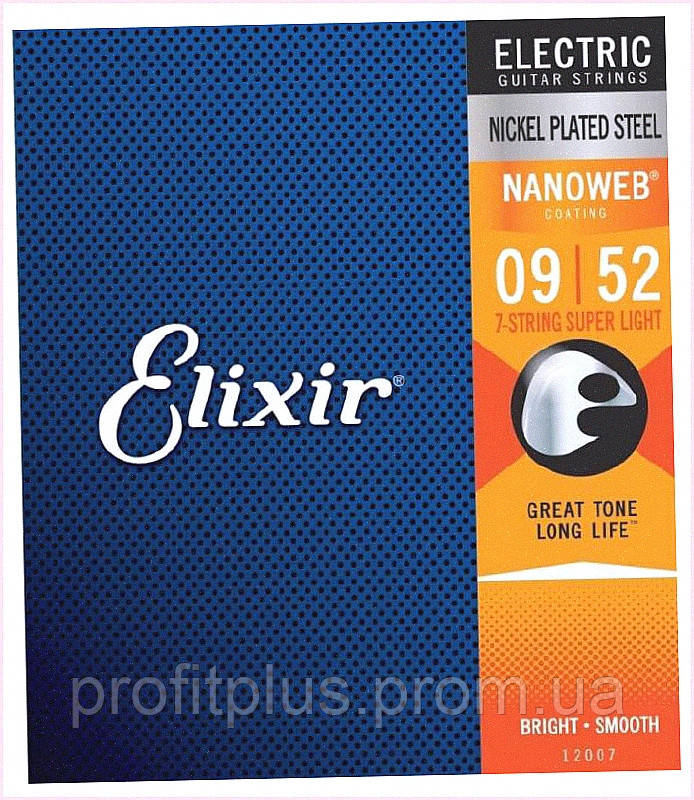 Гитарные струны 7 струн Elixir 09-52 Super Light Nanoweb, B6838C976, фото 1