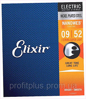 Гитарные струны 7 струн Elixir 09-52 Super Light Nanoweb, B6838C976