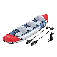 Тримісна надувна байдарка (каяк) Bestway 65132 Rapid X3 Kayak, 381 см x 100 см (весла, ручний насос) топ