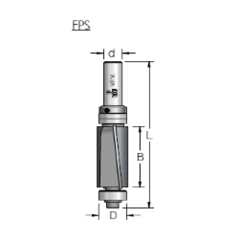 Фреза обгінна для роботи за шаблоном WPW, В = 32 мм; d хвостовика = 12 мм. 