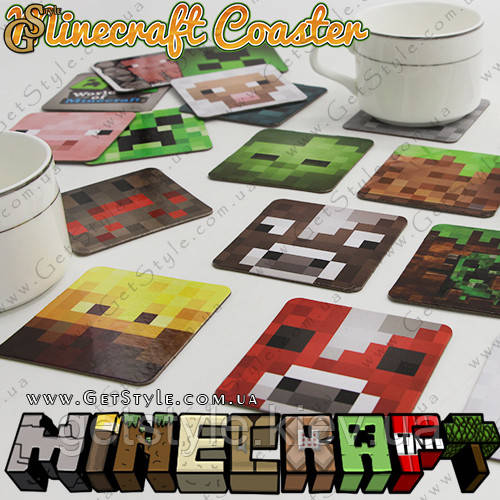Підставки під чашку MineCraft — "Minecraft Coaster" — 20 шт. (7 х 7 см).