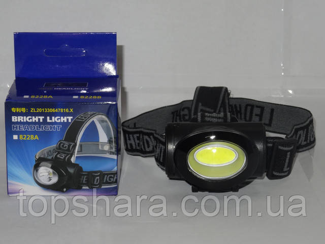 Фонарик налобный COB Headlight 8228A черный