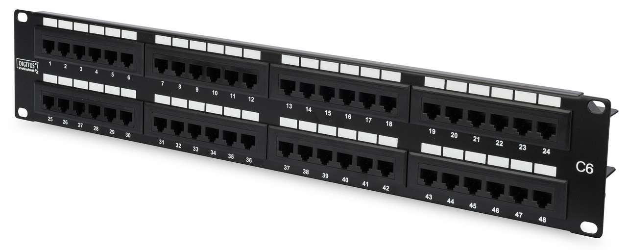 Патч-панель DIGITUS САТ 6 UTP, 19", 2U, 48 портов, собранная, черная deshevo - купи, фото 1