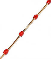 Браслет ХР із червоними вставками. Позолота ЧВ. Довжина: 20 см. Ширина: 3 мм.