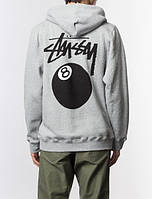 Худі stussy 8 | сіра толстовка billiard ball