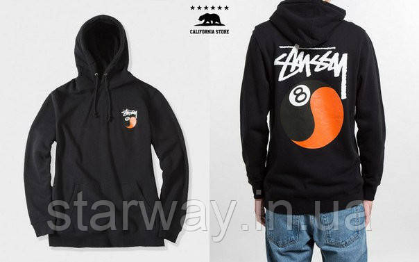 Худі stussy 8 ball | чорна стильна толстовка