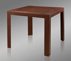 Стіл пластиковий Spring II OW-T209S коричневий, імітація ротанга, для відкритих майданчиків кафе