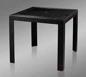 Стіл пластиковий Spring II OW-T209S чорний, імітація ротанга для відкритих майданчиків кафе