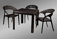 Стіл пластиковий Spring II OW-T209S чорний, імітація ротанга для відкритих майданчиків кафе, фото 3