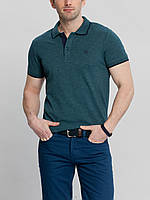 Чоловіче поло LC Waikiki/ЛС Вайкі смарагдового кольору із синьою смужкою на комірі та на манжетах