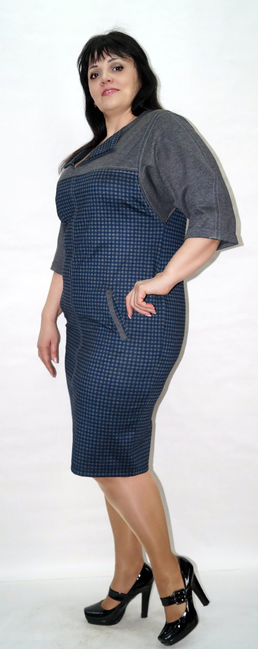 Платье Глория синяя клетка - фото 4 - id-p509752008