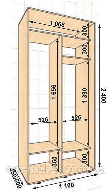Шафа-купе МШК 1100x450х2400