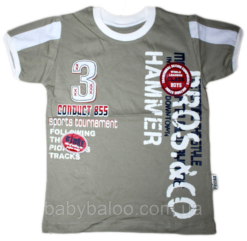 Модная детская футболка с вышивкой "Hammer" (рост от 104 до 128 см) - фото 1 - id-p509837442