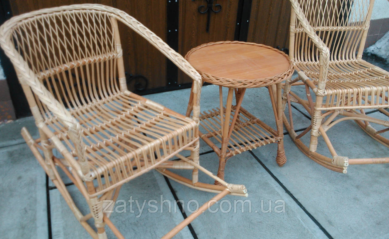 Комплект плетеные кресла-качалки и журнальный стол из лозы - фото 3 - id-p509839993