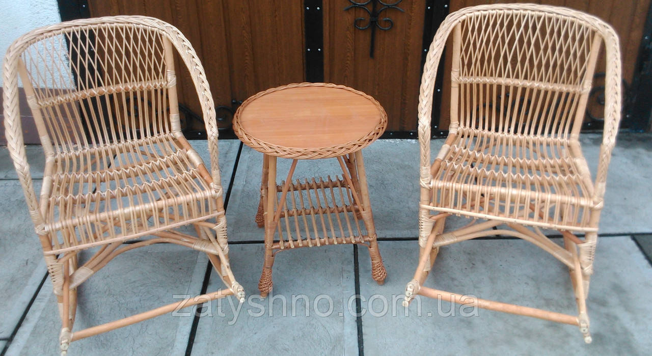 Комплект плетеные кресла-качалки и журнальный стол из лозы - фото 5 - id-p509839993