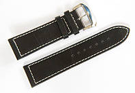 Ремешок кожаный Bros Cvcrro a Mano для наручных часов с классической застежкой, черный, 24 мм