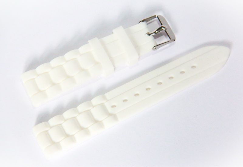 Каучуковий ремінець для наручних годинників Geneva з класичною застібкою, білий, 18 мм