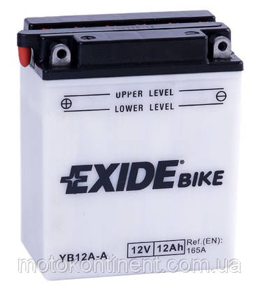 Акумулятор для мотоцикла сухозаряженный EXIDE YB12AL-A2 12AH 134X80X160, фото 3