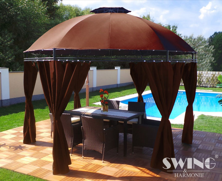 Круглий павільйон Swing & harmonie 3.5 м Коричневий з освітленням LED, фото 1