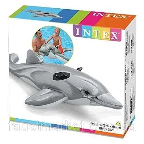 Детский надувной плотик Intex 58535 Дельфин, 175х66 см, от 3 лет, фото 1
