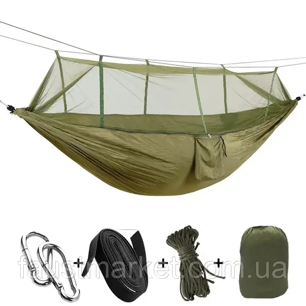 Гамак подвійний із москітною сіткою Hammock With Net Army для відпочинку до 200 кг, фото 1