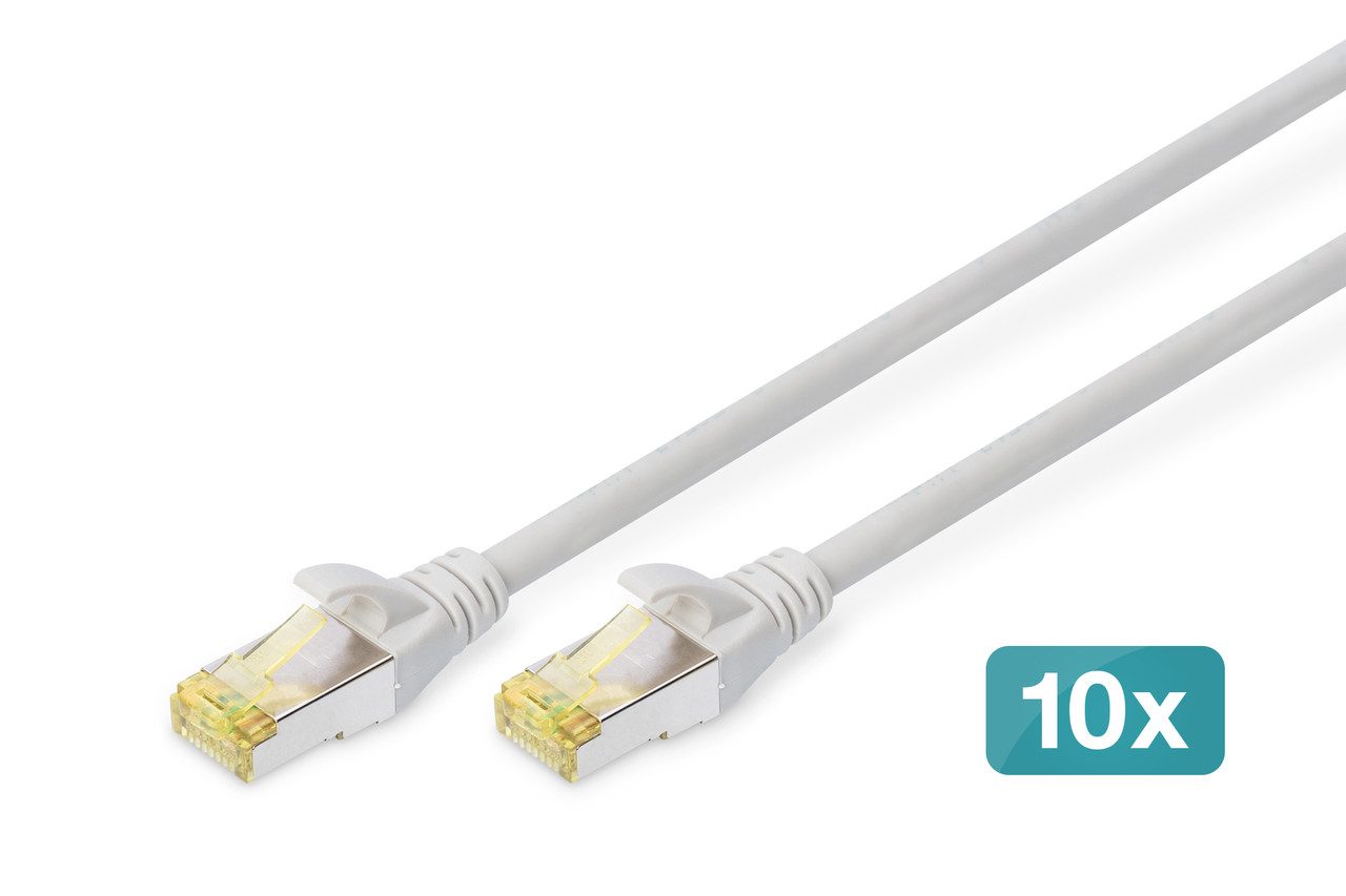 Патч-корд DIGITUS CAT 6a S-FTP, 1м, AWG 26/7, Cu, LSZH, сірий, 10шт. vedmid - це топ, фото 1
