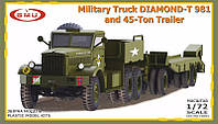 Пластикова модель 1/72 GMU 72004 амриканська вантажівка Diamond-T 981 з 454-тоним причепом