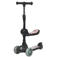 Самокат беговел с сидением 3в1 iTrike JR3-174-B  , подсветка, черный