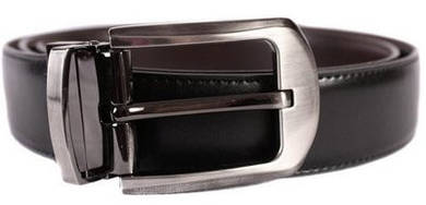 Замечательный двухсторонний ремень из искусственной кожи 301137 черный ДхШ: 125х3,2 см.