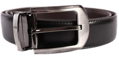 Замечательный двухсторонний ремень из искусственной кожи 301137 черный ДхШ: 125х3,2 см., фото 1