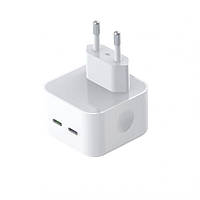 Мережевий зарядний пристрій (адаптер) 2в1 XO L102 2xPD / 35W + Data Cable Type-C to Type-C white