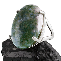 Агат моховий, срібло 925, кільце, 350КА