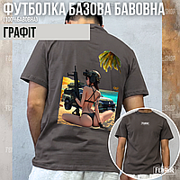 Мужская ХЛОПКОВАЯ футболка с авторским принтом "Girl & Beach"