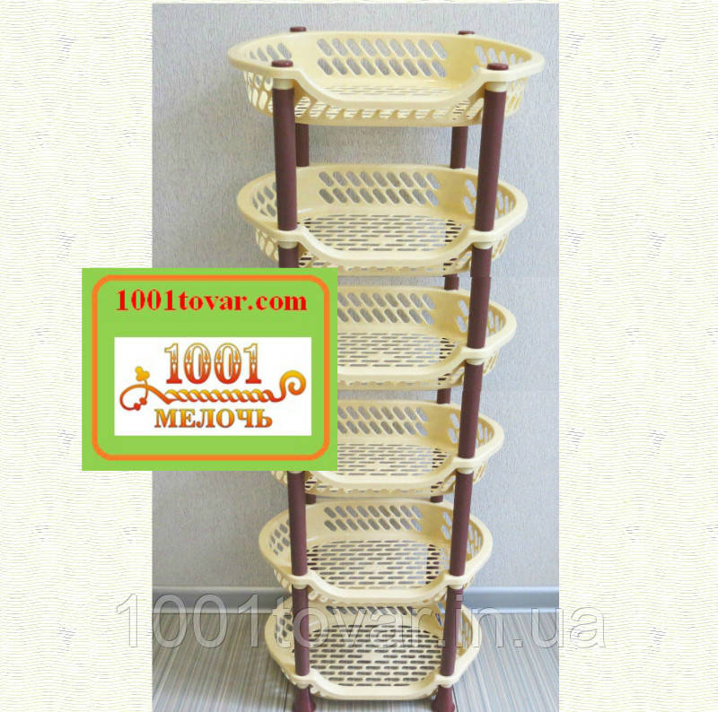 Пластикова етажерка LUX на 6 ярусів, кавово-коричневий, фото 1