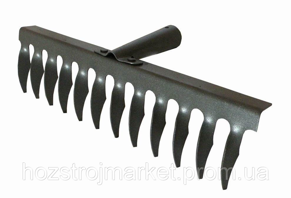 Граблі кручені 12 зубів 2мм товщина ручка на заклепках, фото 1