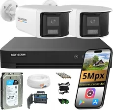 Комплект камери Hikvision для відеоспостереження 2 канал панорамний 180° 5Mpx диск 1TB аудіо, фото 1