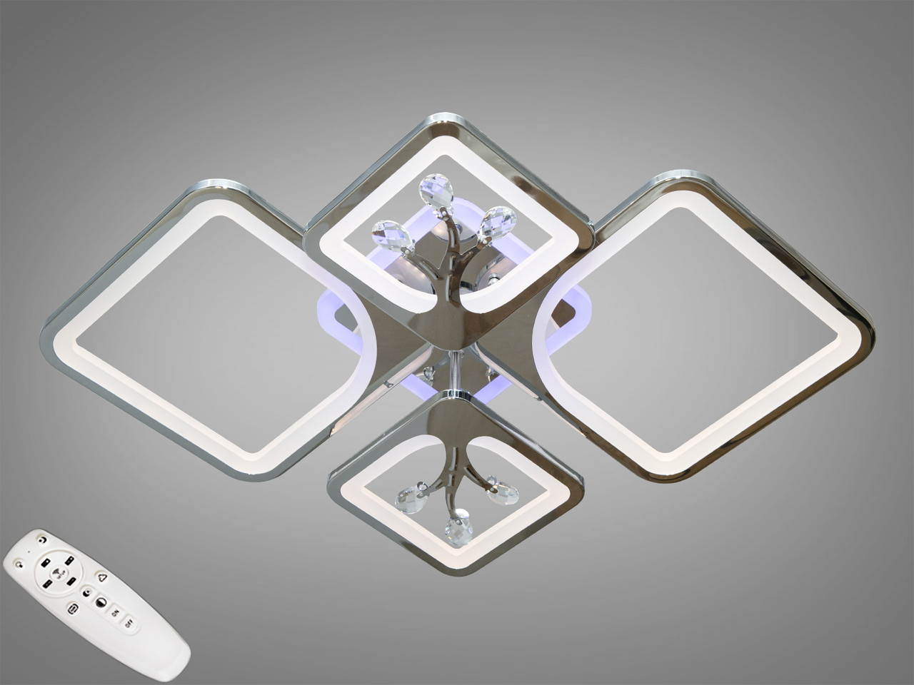 Потолочная люстра с диммером и LED подсветкой, цвет хром, 83W