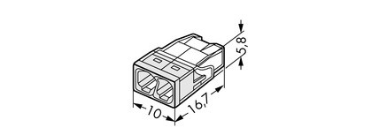 Соединитель WAGO COMPACT PUSH WIRE® для распределительных коробок, 2-проводная клемма - фото 2 - id-p510572310