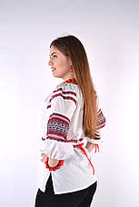 Жіноча вишиванка, біла бавовна, "Ткана", фото 4