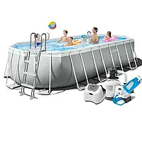 Каркасный бассейн MaxPro Intex 26798-8, 610 x 305 x 122 см (бассейн, подстилка, лестница, фильтр 7 900 л/ч, хлоргенератор 7 г/ч,