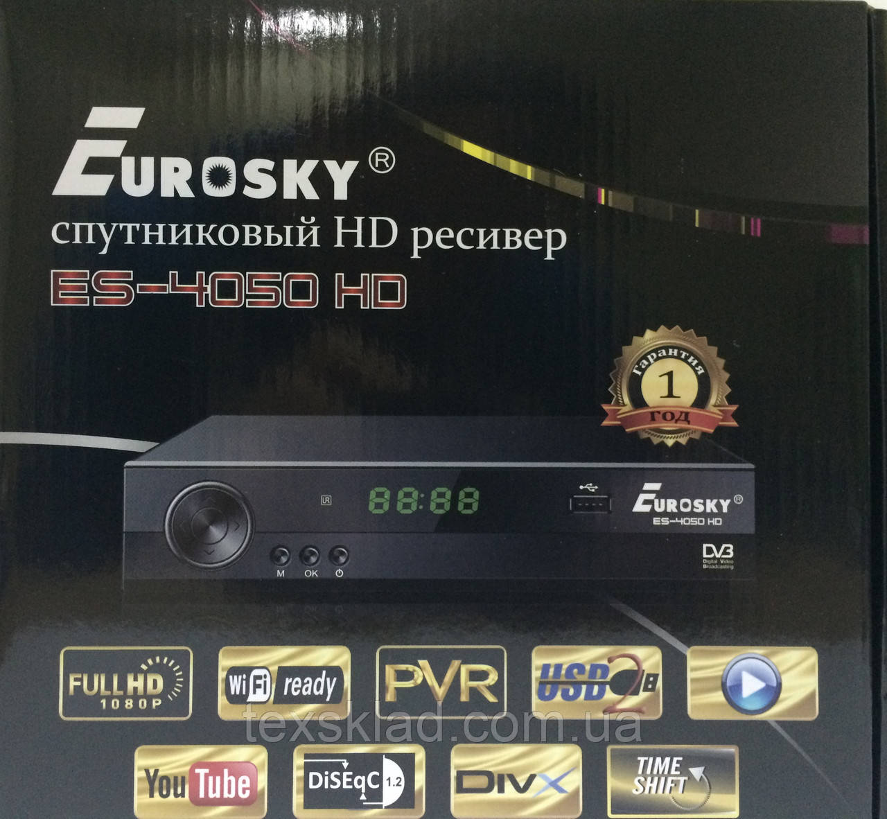 Супутниковий HD ресивер Eurosky ES-4050 HD (Wi-Fi/FULL HD/You Tube)