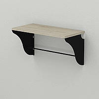 Полка настенная Ferrum-decor Комфи 260x700x240 металл Черный ДСП Сонома 16 мм (FRD-102761)