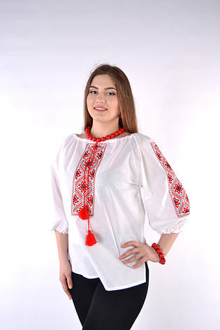 Жіноча вишиванка, білий штапель, "Руслана", фото 3
