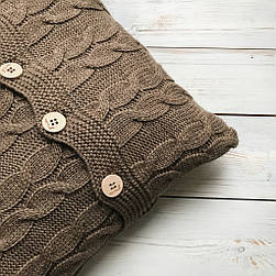 Чохол для подушки в'язаний Ohaina коси 40х40 Brown