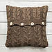 Чохол для подушки в'язаний Ohaina коси 40х40 Brown, фото 2