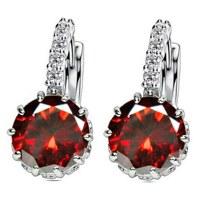 Сережки посріблені з кубиком цирконію Ocean Ruby VSH